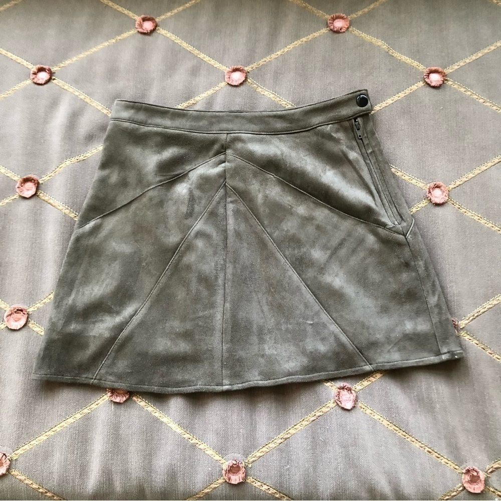 EVIE Olive Green Suede Mini Skirt
